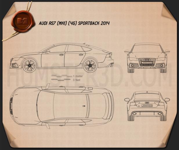 Audi RS7 (4G) sportback 2014 Blueprint
