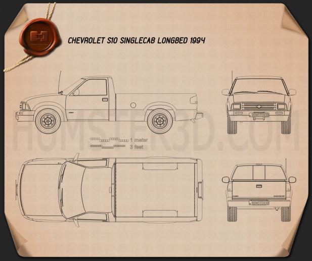 Chevrolet S10 Single Cab Long Bed 1994 Blueprint