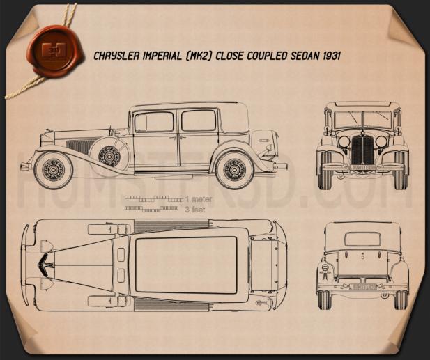 Chrysler Imperial Close Coupled sedan 1931 Blaupause