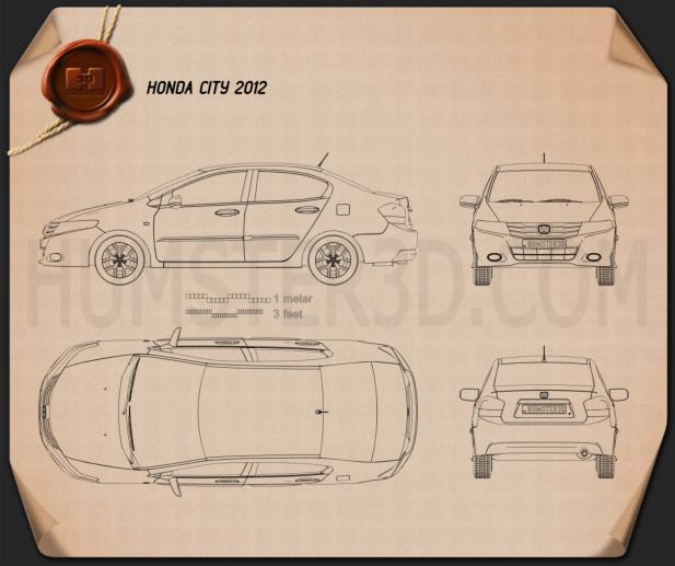 Honda City 2012 테크니컬 드로잉