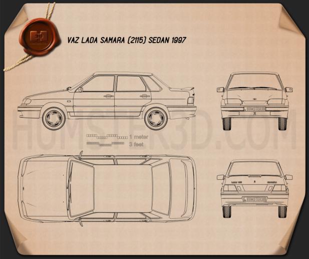 VAZ Lada Samara (2115) セダン 1997 設計図