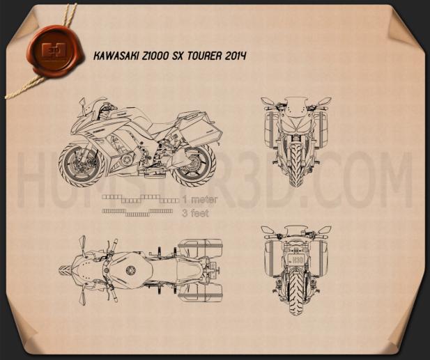 Kawasaki Z1000SX Tourer 2014  Disegno Tecnico