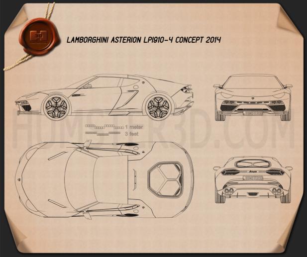 Lamborghini Asterion LPI 910-4 2014 Blueprint - Hum3D