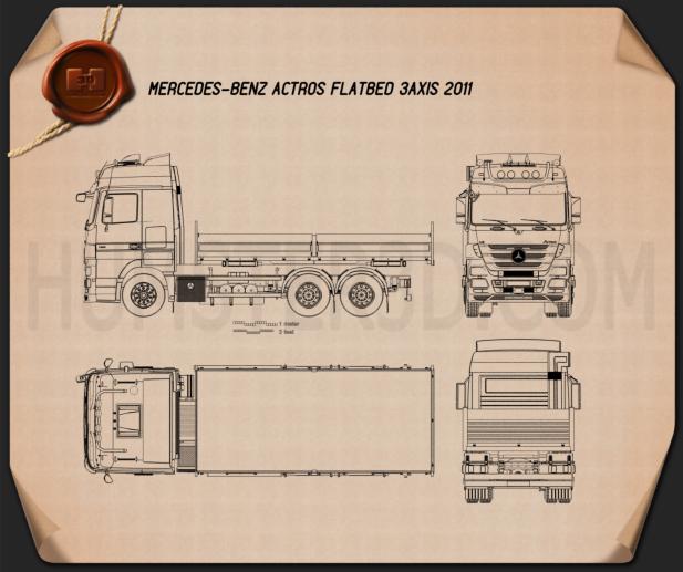 Mercedes-Benz Actros Flatbed 2011 Blueprint