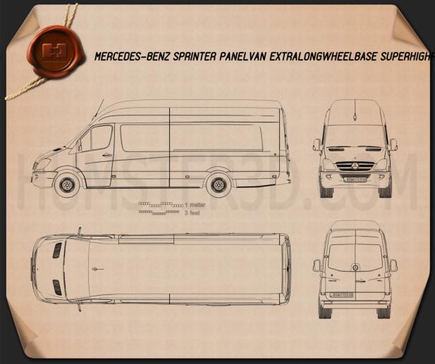 Mercedes-Benz Sprinter パネルバン Extralong 2011 設計図
