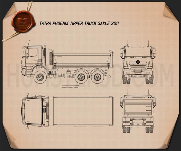 Tatra Phoenix Tipper Truck 3-axle 2011 Blueprint