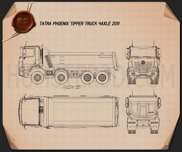 Tatra Phoenix 덤프 트럭 4축 2011 테크니컬 드로잉