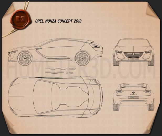 Opel Monza 2013 Blaupause