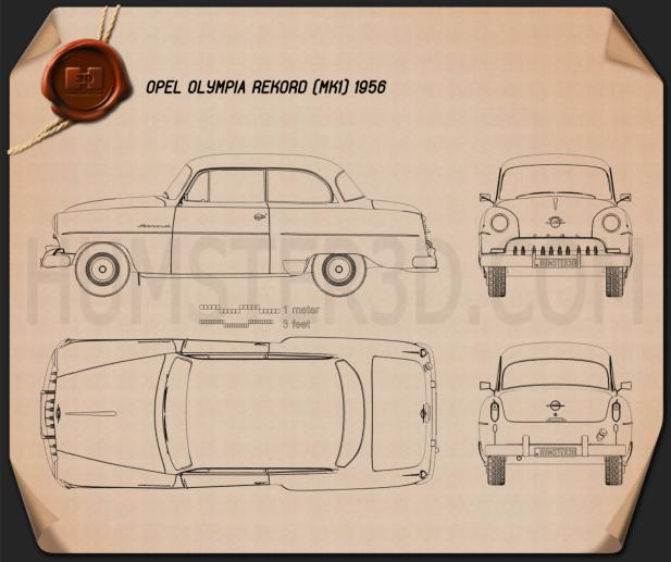 Opel Olympia Rekord 1956 Disegno Tecnico