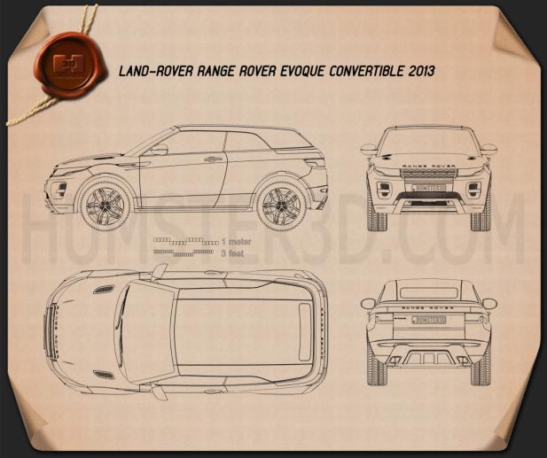 Land Rover Range Rover Evoque Cabriolet 2013 Blaupause