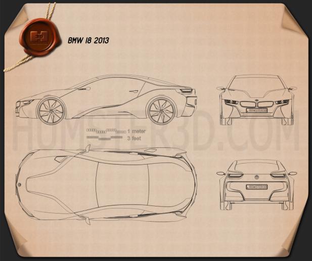 BMW i8 Concept 2013 Disegno Tecnico