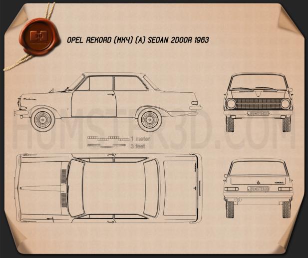 Opel Rekord (A) 2-door sedan 1963 Blueprint