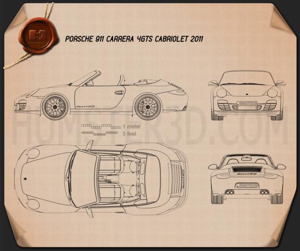 Porsche 911 Carrera 4GTS cabriolet 2011 Blueprint