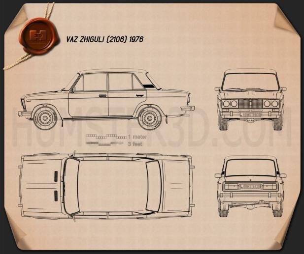 VAZ Lada 2106 1976 Disegno Tecnico