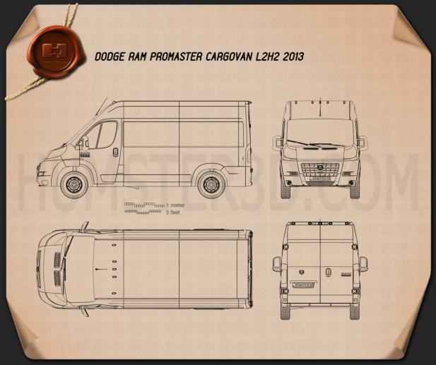 Dodge Ram Pro Master Cargo Van L2H2 2013 Disegno Tecnico