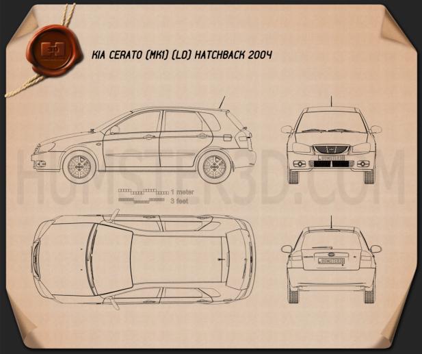 Kia Cerato (Spectra) hatchback 2004 Disegno Tecnico