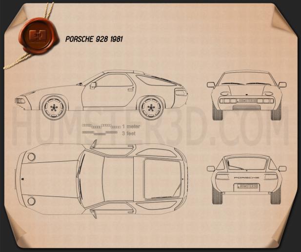 Porsche 928 1981 Disegno Tecnico