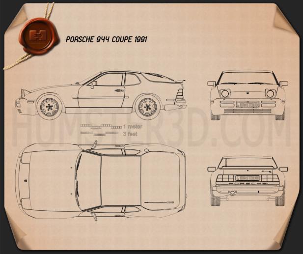 Porsche 944 coupe 1991 Blueprint