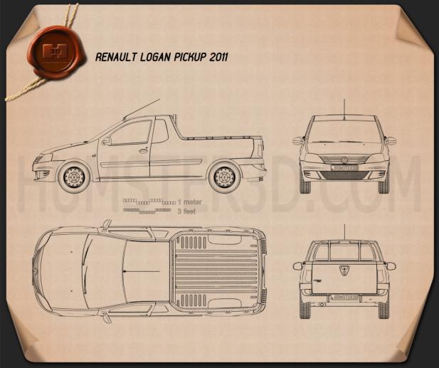 Renault Logan Pickup 2011 Blueprint