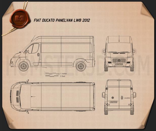 Fiat Ducato 厢式货车 LWB 2012 蓝图