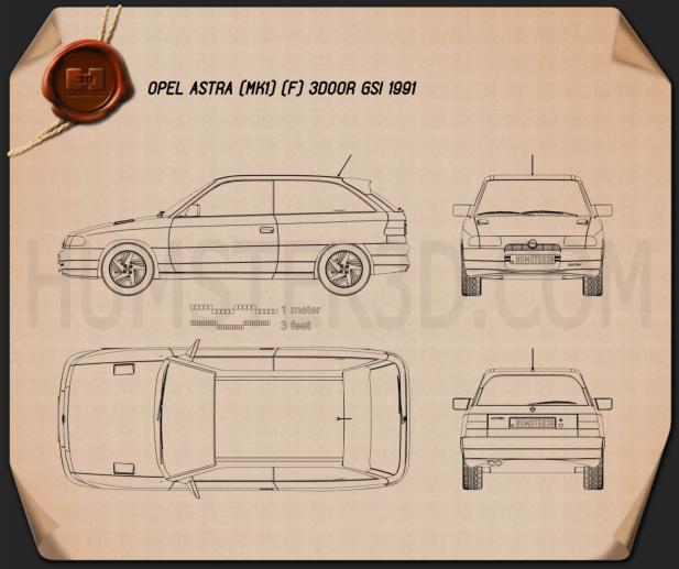 Opel Astra (F) 3-door GSi 1991 Blueprint