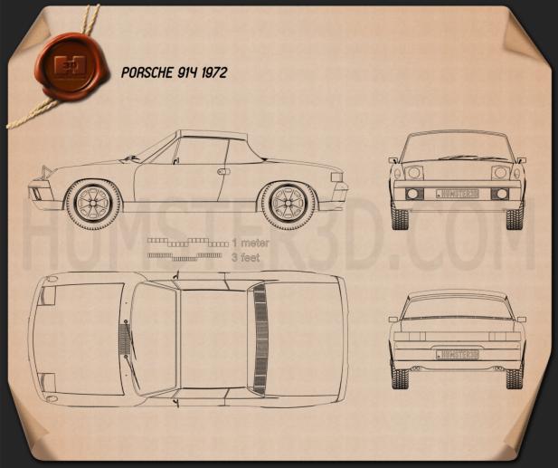 Porsche 914 1972 Blaupause