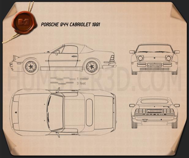 Porsche 944 Cabriolet 1991 Blueprint
