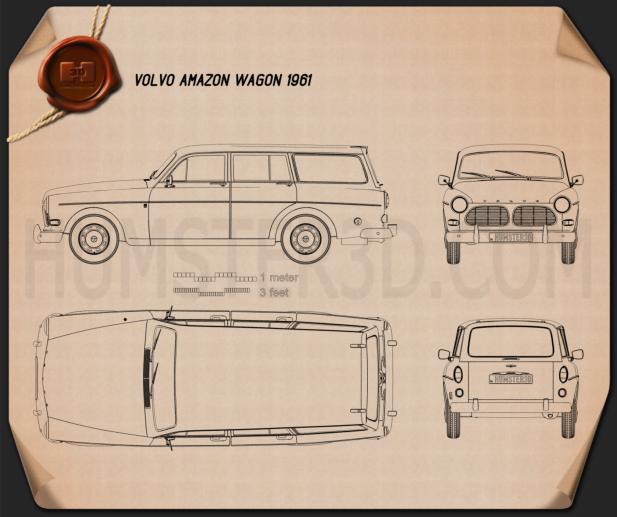 Volvo Amazon wagon 1961 Disegno Tecnico