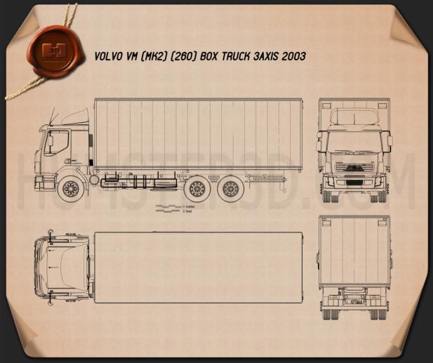 Volvo VM Box Truck 2003 Blueprint