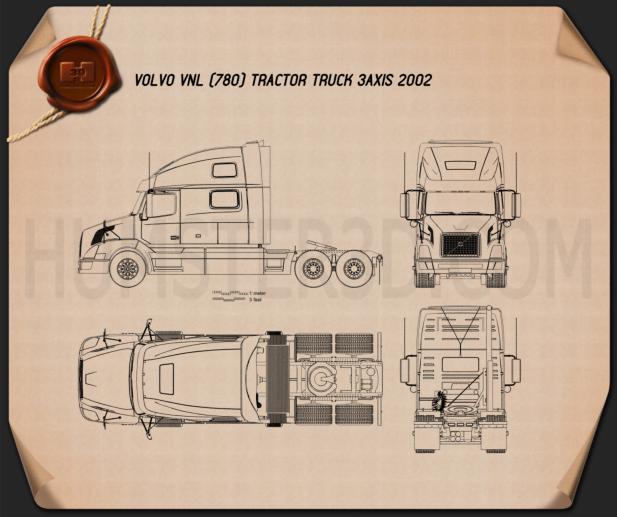 Volvo VNL Tractor Truck 2002 Blueprint