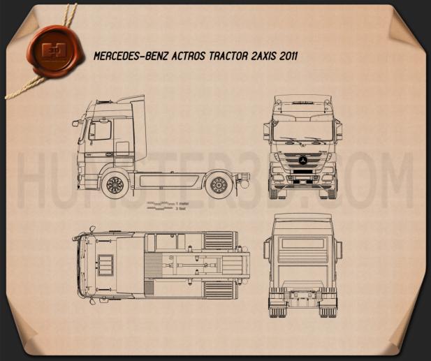 Mercedes-Benz Actros Tractor 2-axle 2011 Blueprint