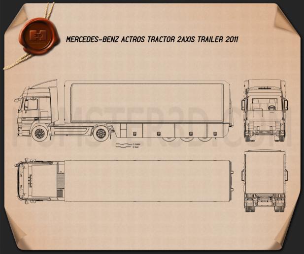 Mercedes-Benz Actros Tractor Trailer 2011 Blueprint