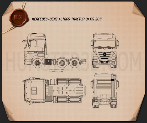 Mercedes-Benz Actros Tractor 3-axle 2011 Blueprint