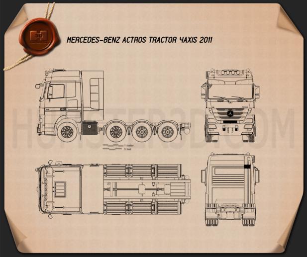 Mercedes-Benz Actros Tractor 4-axle 2011 Blueprint