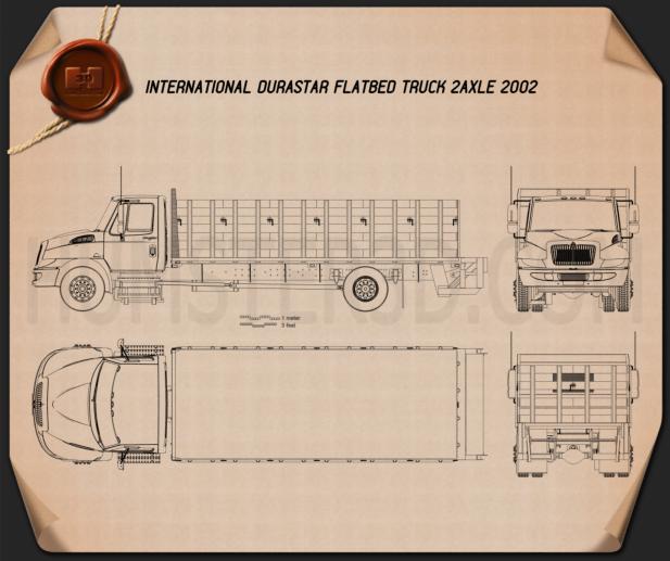 International DuraStar Flatbed Truck 2002 Blueprint