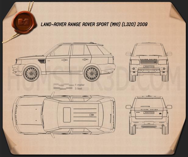 Land Rover Range Rover Sport 2009 Blaupause