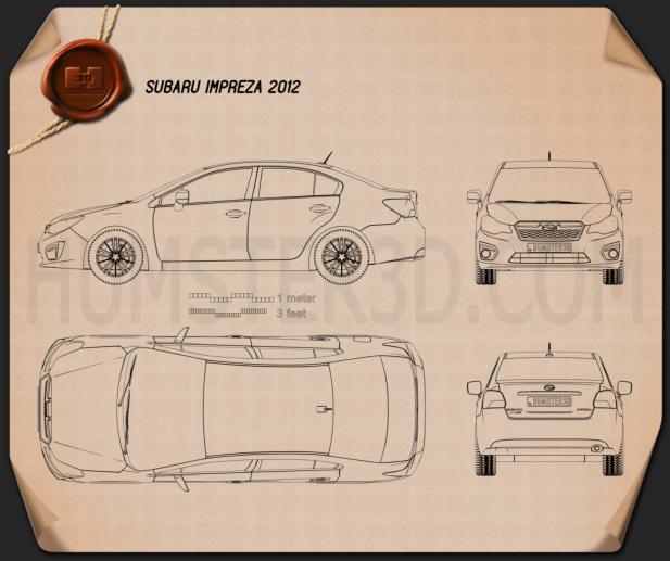 Subaru Impreza 2012 Disegno Tecnico