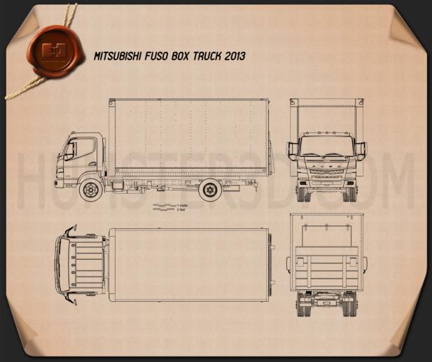 Mitsubishi Fuso Box Truck 2013 Disegno Tecnico