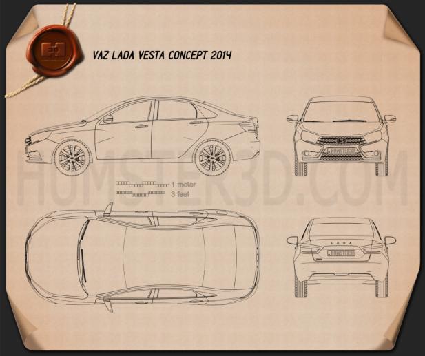 VAZ Lada Vesta 2014 Blueprint