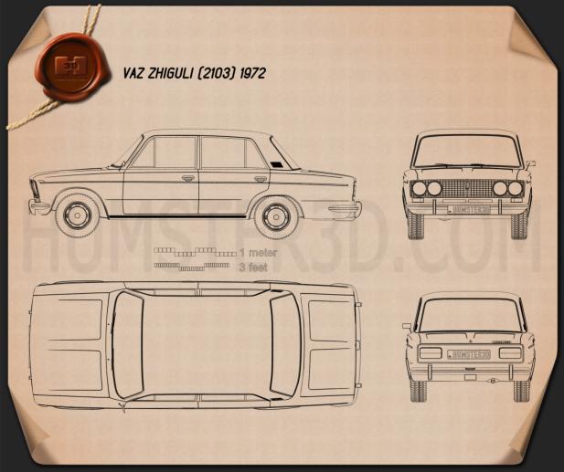VAZ Lada 2103 1972 Disegno Tecnico