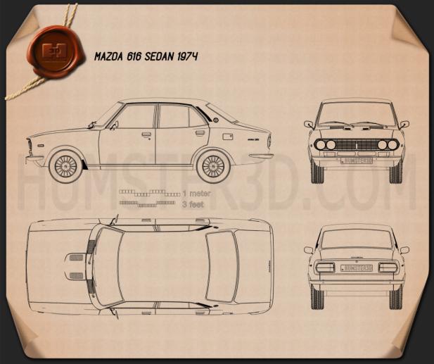 Mazda Capella (616) sedan 1974 Blueprint