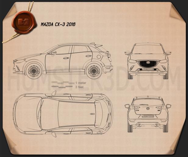 Mazda CX-3 2016 Blaupause