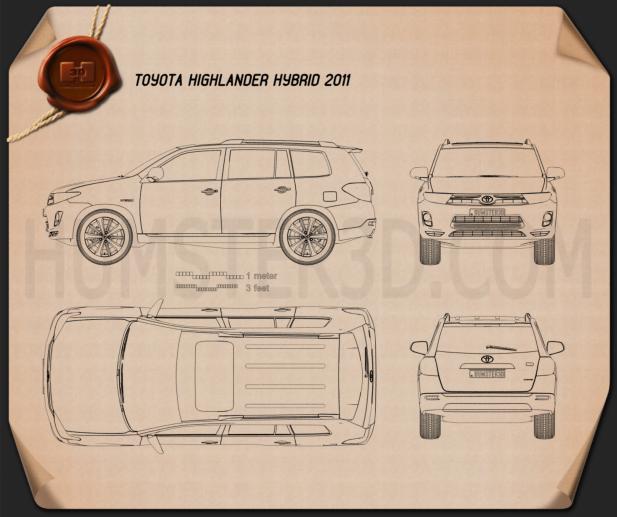 Toyota Highlander (Kluger) Hybrid 2011 Blaupause