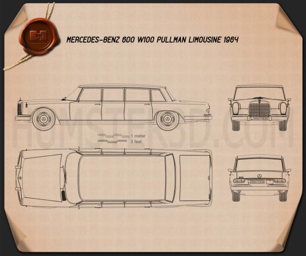 Mercedes-Benz 600 W100 Pullman 1964 Blueprint