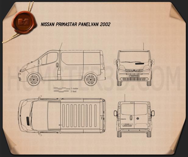 Nissan Primastar Panel Van 2002 테크니컬 드로잉