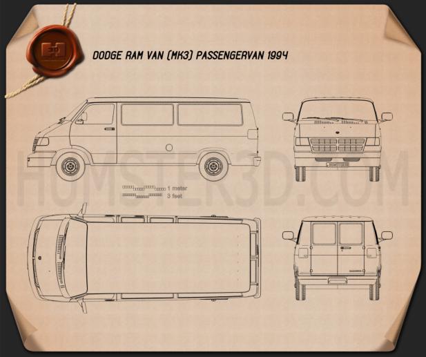 Dodge Ram Van 1994 Disegno Tecnico