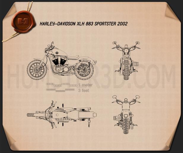 Harley-Davidson XLH 883 Sportster 2002 蓝图