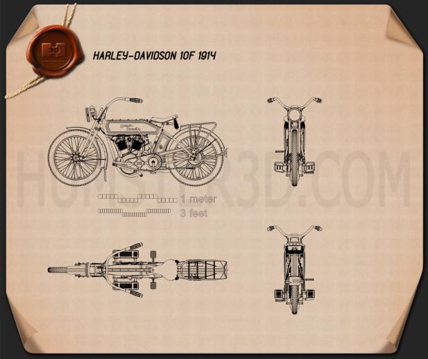 Harley-Davidson 10F Disegno Tecnico