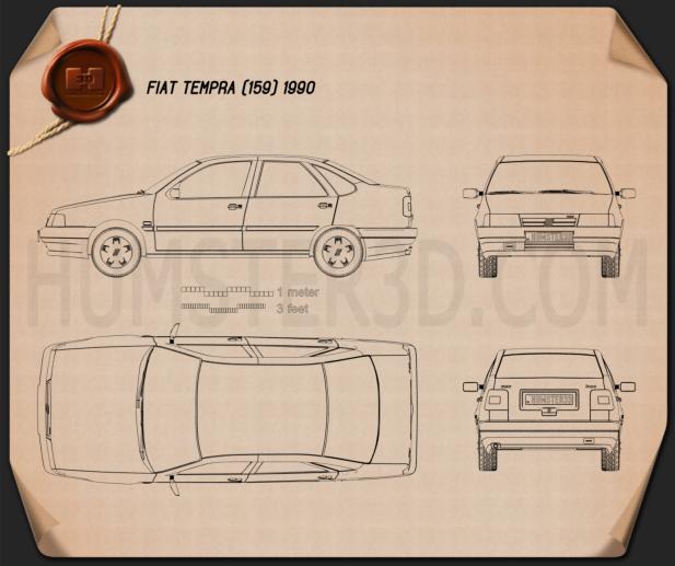 Fiat Tempra 1990 Креслення