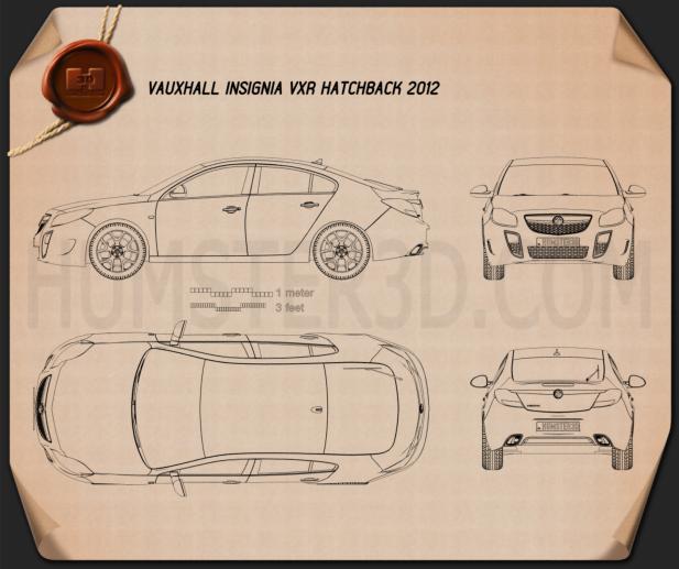 Vauxhall Insignia VXR 해치백 2012 테크니컬 드로잉